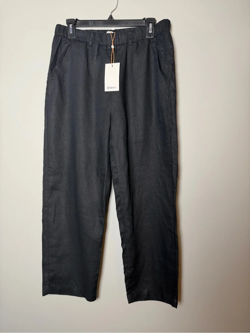 Quince 100% European Linen Pants Black Medium Wide Leg